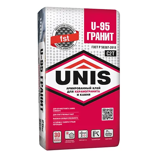 Smes suhaya kleevaya UNIS Granit U-95 armirovan. (25 kg)(1poddon-48sht)_1