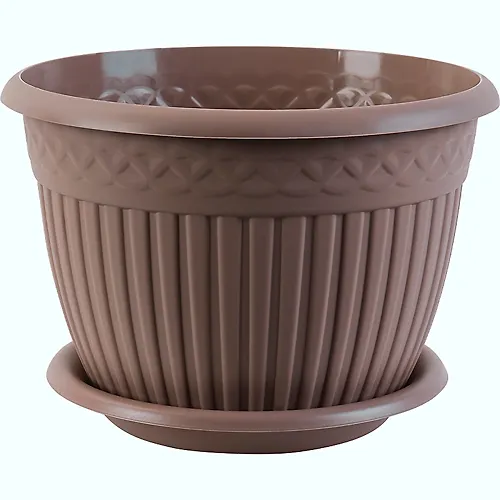 Kashpo s blyudtsem Vizantiya VMS 3,0l tsvet Mokachino art. KSH-2098_1