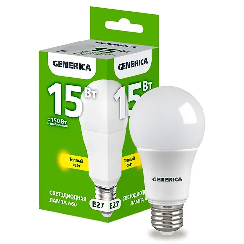 Lampa LED A60 grusha 15Vt 230V 3000K E27 GENERICA art.LL-A60-15-230-30-E27-G_1