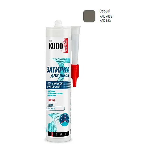 Germetik-zatirka dlya shvov KUDO HOME silikonovyj sanitarnyj, seryj RAL 7039 KSK-163_1