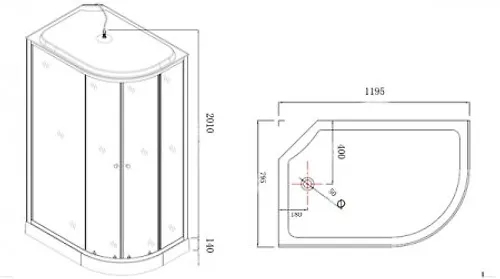 Dush.kabina HD-KU12080LB2L LOW 120x80h215 bez g/m,chern.zadn.stekla,tonir.pered.stekla, niz.pod. 14 sm_3