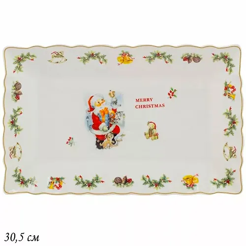 Pryamougolnoe blyudo 30,5sm NOVYJ GOD v pod.up.(h12)Farfor art.205-337_1