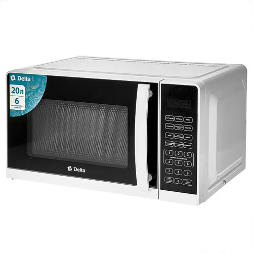 Mikrovolnovaya pech DELTA DL-89L20 belyj, 700 Vt, 20l, LED-displej, 6 avto programm_1