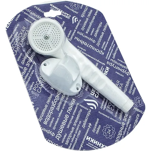 Dushevaya lejka TSS + nastennyj kronshtejn belyj plastik upakovka SKIN SK600001_1