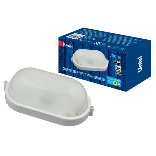 Svetilnik vlagozaschischennyj Uniel UWL-O01 Oval pod lampu E27, 100 Vt, IP54, belyj_1