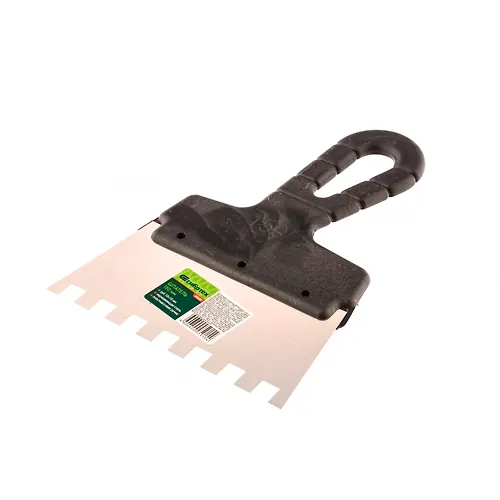 SHpatel zubchatyj Sibrteh, nerzhaveyuschaya stal, 150 mm, zub 10h10 mm, plastmassovaya ruchka_1