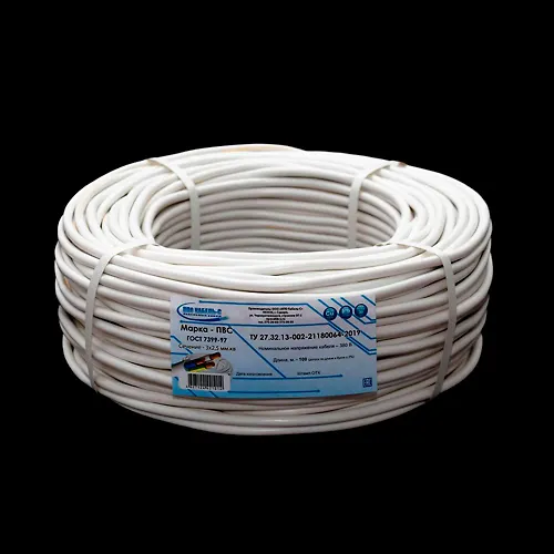 Provod PVS 3*2,5 belyj (100m) (NPO Kabel-S) do 380V TU 27.32.13-002-21180064-2019_1