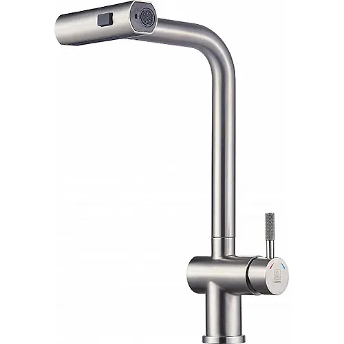 Smesitel dlya kuhni Agrotech STEEL s vytyazhnoj lejkoj, 3 f-ii (knopka), d-35 nerzh. stal 35-16/3K_1