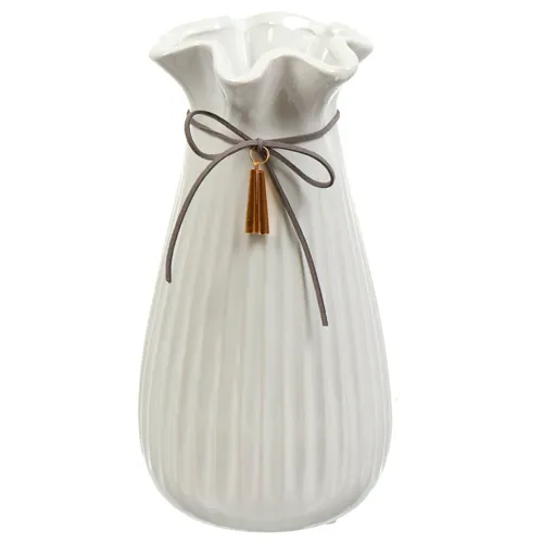 Vaza keramika, nastolnaya, 24 sm, Gift, Y4-4670, belaya (393114)_1