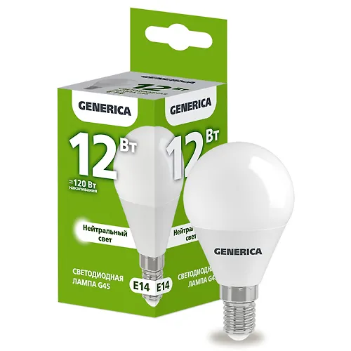 Lampa LED G45 shar 12Vt 230V 4000K E14 GENERICA art.LL-G45-12-230-40-E14-G_1
