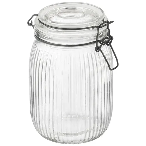 Banka iz relefnogo stekla LA SCALA, 1000 ml, s bugelnym tsvetnym zamkom_1