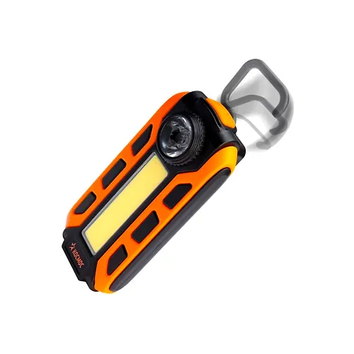 Fonar svetilnik rabochej serii Kosmos KOS703B, 5 Vt COB + 1 Vt LED, kollimatornaya linza, 3xAAA, ABS-plastik, magnit, kryuk, zazhim_1