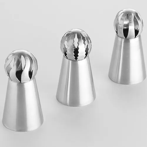 BE-0439 Nabor nasadok sfer 3 sht dlya konditerskogo meshka metallicheskie 3x5.7CM (80)_2