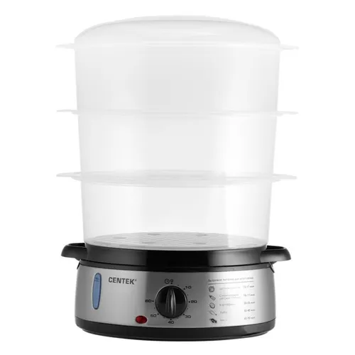 Parovarka Centek CT-1457 <9l> 800Vt, stalnoj korpus, tajmer 60 min, 3 kontejnera_2