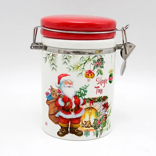 Banka dlya sypuchih produktov, dolomit, 0.75 l, s kryshkoj, Daniks, Magic time, belaya (374020)_1