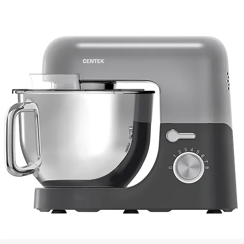 Planetarnyj mikser Centek CT-1151 (svetl/seryj) 1600Vt, chasha s ruchkoj 5l 3 nasadki, 8 skorostej_1