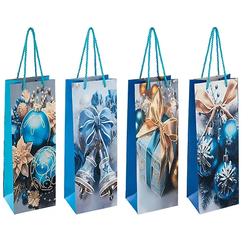Paket podarochnyj dlya butylki Volshebnaya strana SHary, razmer 12*35*9 sm, 4 dizajna v assort 110425_1