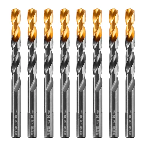 Sverlo po metallu, 10 mm, HSS-Tin, Golden Tip, 8 sht.// Denzel art.717222_1
