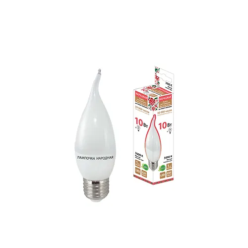 Lampa svetodiodnaya WFC37-10 Vt-230 V -3000 K E27 (svecha na vetru) Narodnaya (SQ0340-1599)_1