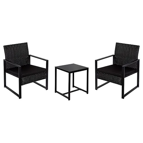 Nabor mebeli Trio Park chernyj (stol 1sht, kresla 2sht s podushkami) art.109172_1