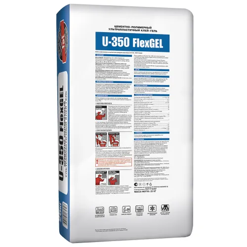 Klej plitochnyj Unis U-350 FlexGEL tsementno-polimernyj ultraplastichnyj klej-gel, 25 kg_2