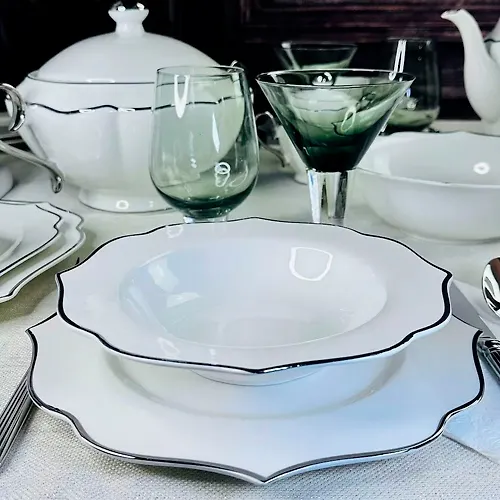 Nabor iz 6 glubokih tarelok 21,5sm MAGNOLIA SILVER v pod.up.(h6)Farfor art.205-593_1