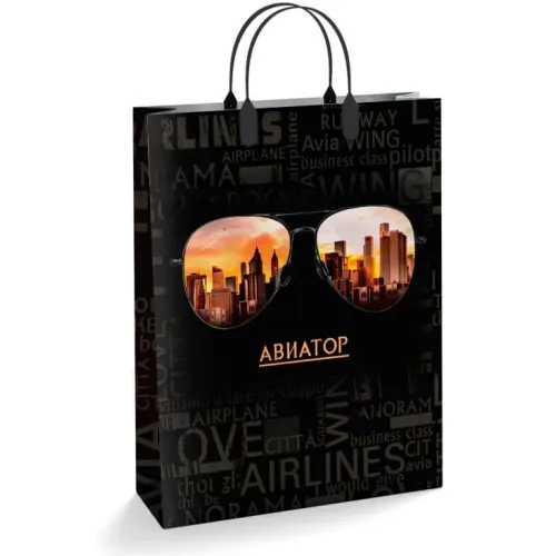 Paket podarochnyj 30h40+10sm (150) Interpak Aviator iz myagkogo plastika (h1/10) POD55219_1