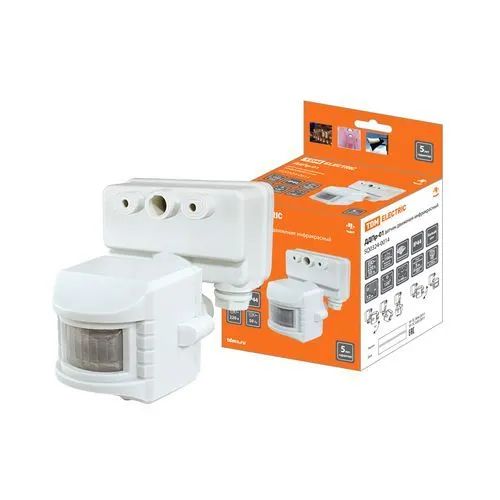 Datchik dvizheniya na prozhektor DDPr-01 belyj 1100Vt, 5-480s. 12m, 5+Lk, 120gr, IP44 TDM (SQ0324-0014)_1