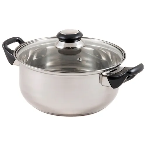 Kastryulya iz nerzh stali s kryshkoj (steklo) BAK-03, 2,8 l, ruchki - bakelit, bez TM art.985872_1