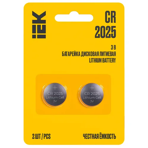 Batarejka diskovaya litievaya CR2025 (2sht/blister) IEK ABT-CR2025-OP-L02_1