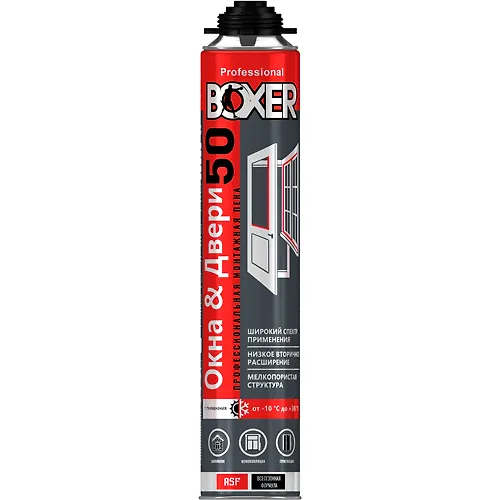 Pena montazhnaya Boxer 50 PISTOLETNAYA, vsesezonnaya 700 ml_1