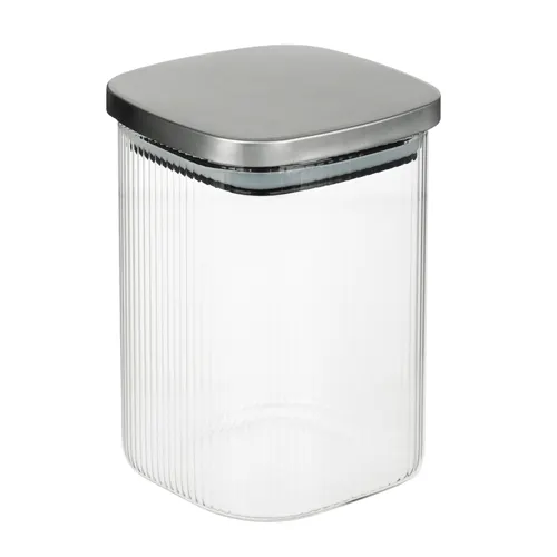 VETTA Relef Banka dlya hraneniya s metallicheskoj kryshkoj 1000ml, 14h10sm, steklo_1