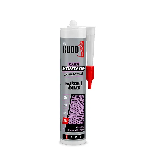 Klej KUDO HOME Montage dlya nadezhnogo montazha, na akrilovoj osnove, belyj 280 ml. KBK-321_1