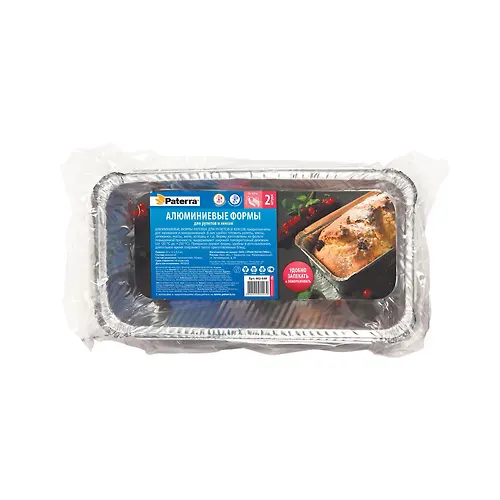Alyuminievye formy dlya ruletov i keksov, pryamougolnye, PATERRA, V=900 ml (22 h 11 h 5,3 sm), 2 sht. v_1