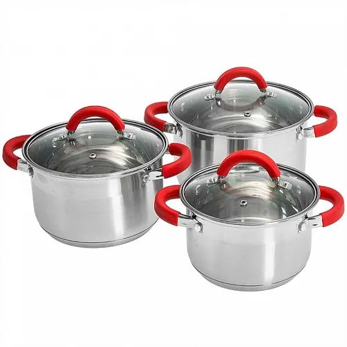 WEBBER BE-624/6 Nabor posudy iz nerzh.stali 6 pr. 2,2l, 3,0l, 4,0l so steklyannymi kryshkami (4)_1