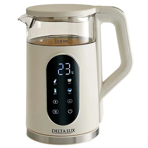 CHajnik DELTA LUX DE-1025 korpus iz termost. stekla i plastika, LCD displej, belyj: 2200Vt, 1,7l (6)_1