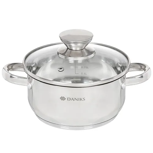 Kastryulya nerzh OPTIMA 1,6l so stekl kryshkoj nerzh/ruchki induktsiya Daniks QS-S-16/GS-01201-16CA_1