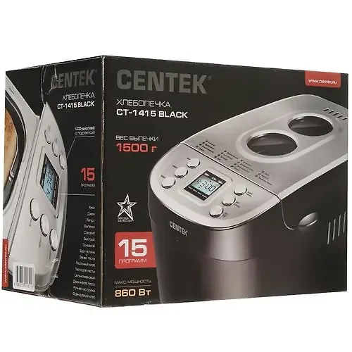 Hlebopechka Centek CT-1415 (chern) 1500g, 860Vt, 15 programm, tajmer, LCD, okoshko_4