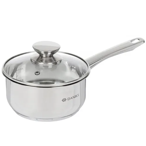 Kovsh Daniks Optima 1,6 l iz nerzhaveyuschej stali so steklyannoj kryshkoj i metallicheskoj ruchkoj GS-01201-16SP_1