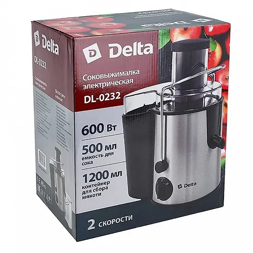 Sokovyzhimalka DELTA DL-0232 chernyj/nerzh., 600Vt., emkost dlya soka 500ml_4