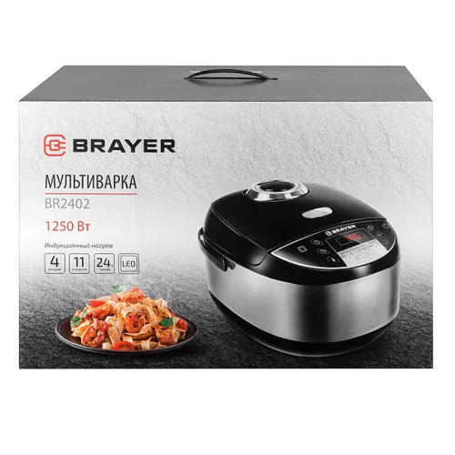 Multivarka BRAYER 2402BR 1250Vt, 4l, 12 programm, tajmer 24ch, multipovar, semnaya kryshka_4