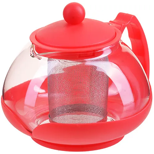 28827-1 Zavarochnyj chajnik 750ml nerzh/sito KRASNYJ MB (h24) 