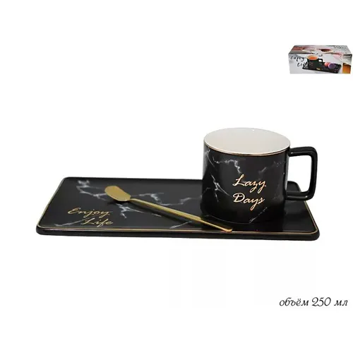 CHashka 250 ml s blyudtsem i lozhkoj v pod.up.(h24) art.106-021_1
