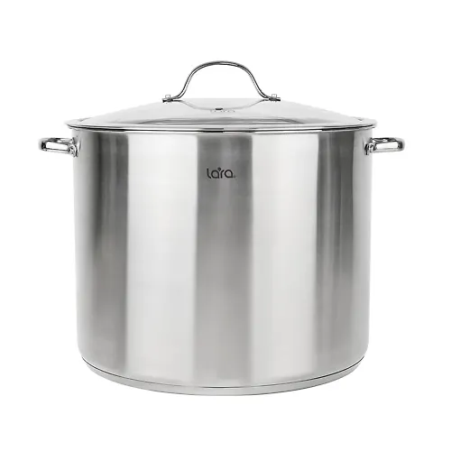 LR02-900 Kastryulya LARA seriya ATLANT (nerzh) 28x24sm, 14.7l, 5-sloj kapsulir indukts dno, stekl kryshka_1