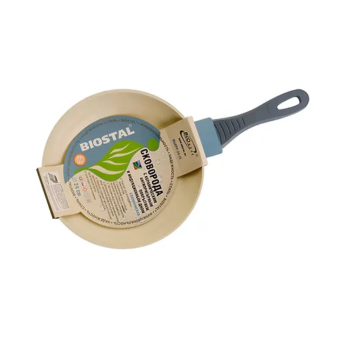 Skovoroda alyumin. s indukts.dnom, s keramich.pokr., 26smzelenyj/bezh Bio-FPF-26-IG (BIOSTAL)_2