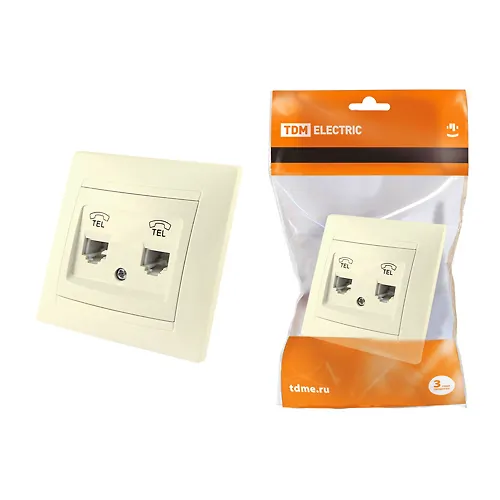 Rozetka dvojnaya telefonnaya RJ11 sl. kost 
