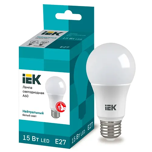 Lampa svetodiodnaya A60 shar 15Vt 230V 4000K E27 Iek_1