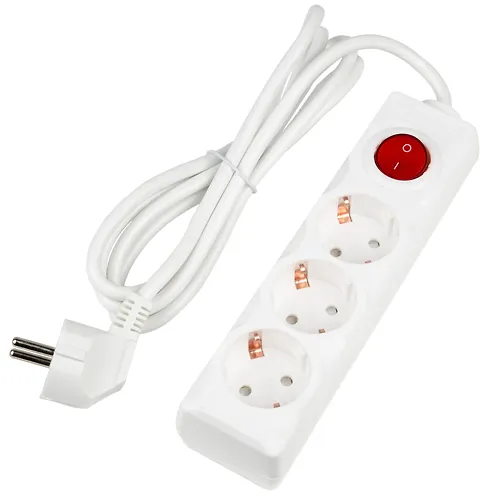 Udlinitel serii Ultra, shnur 2m., 3 gnezda, 16A, s/z. Belyj. TM UnielS-GCU3-2B WHITE UL-00010015_1