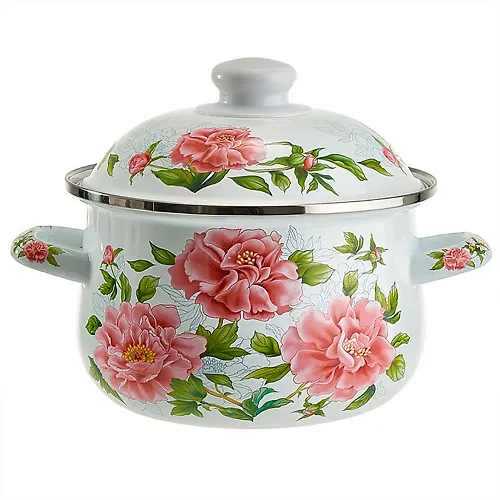 MetaLLoni EM-1501 Kastryulya emalirovannaya s emalirovannoj kryshkoj 2,0 l,d=18sm,