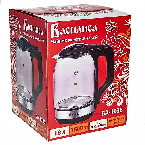 CHajnik VASILISA VA-1036, korpus iz zharopr. stekla, chernyj, 1500 Vt., 1,8l_3